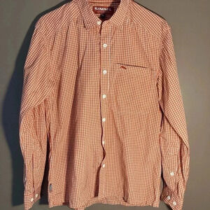 Simms  orange plaid fishing long sleeves shirt